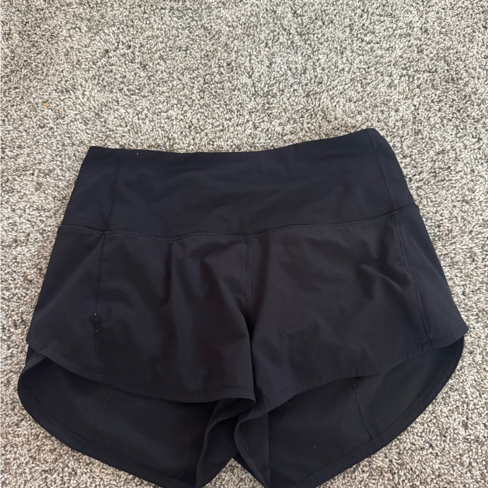 Lululemon Athletica Black Athletic Shorts with Curved Hem